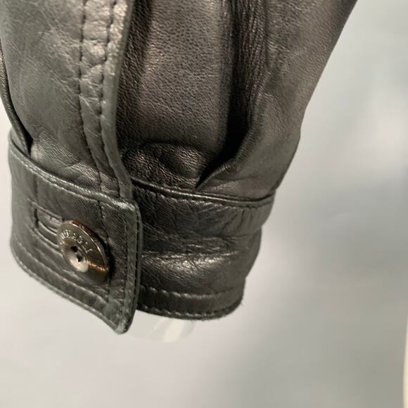 BRUNO MAGLI Size 42 Black Leather Zip Up Jacket - Picture 6 of 10